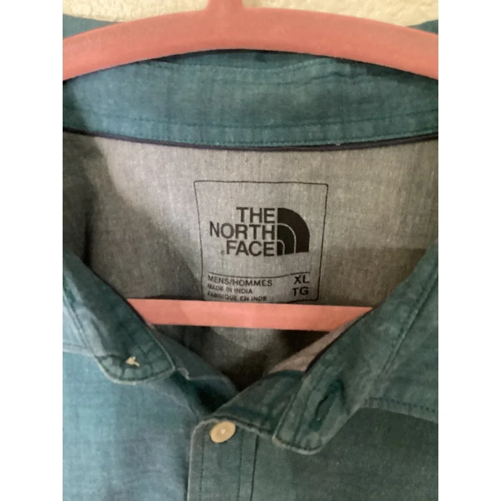The North Face Mens XL Long Sleeve Button Up Casual Shirt Teal Blue‎